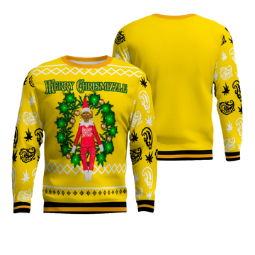 Snoop on the Stoop Merry Chrismizzle Christmas Sweater Goldern Yellow – Moonbestprint
