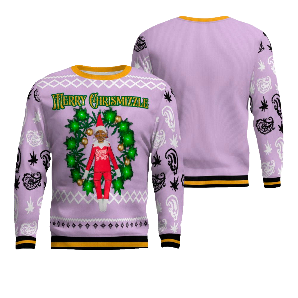 Snoop on the Stoop Merry Chrismizzle Christmas Sweater Dreamy Lavender – Moonbestprint