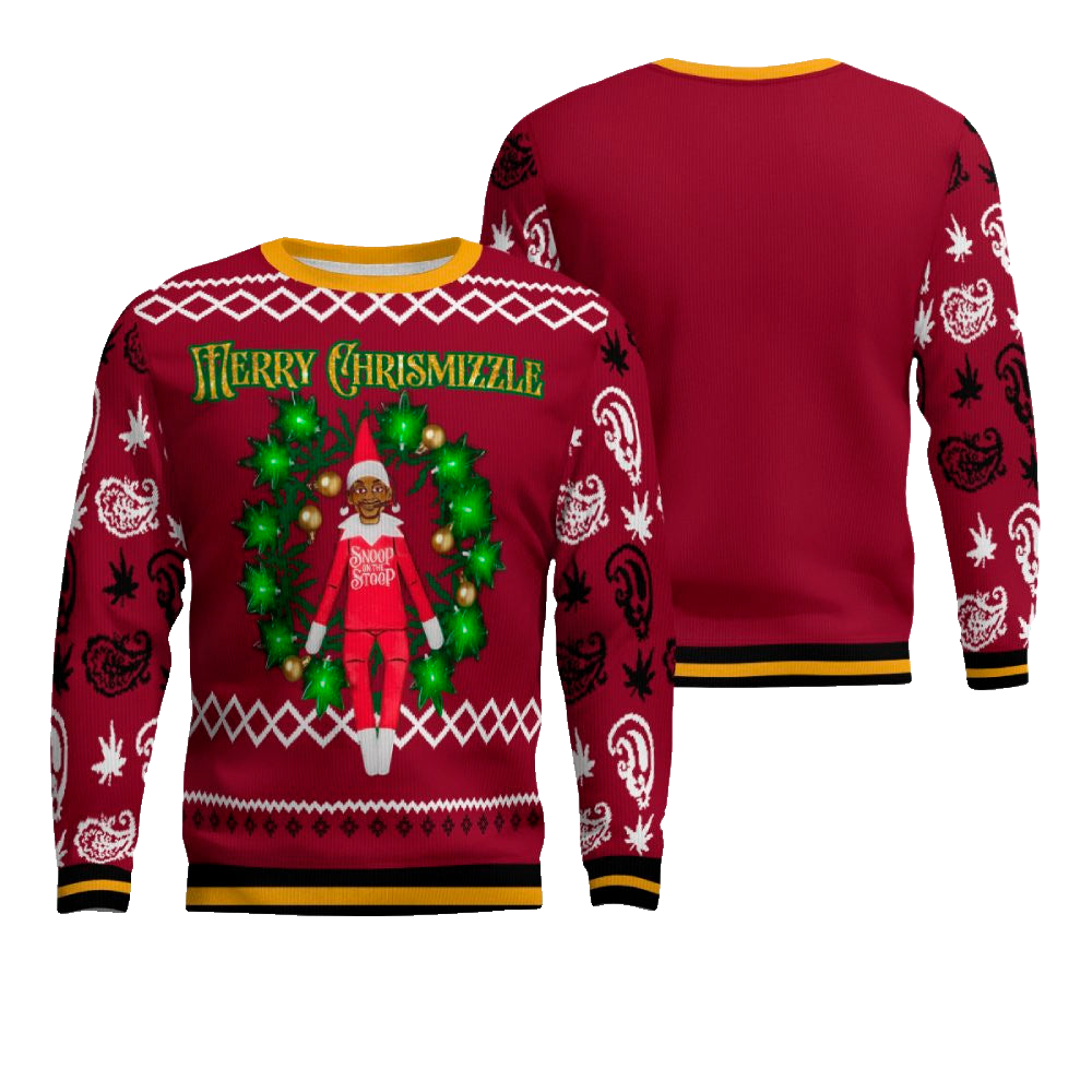 Snoop on the Stoop Merry Chrismizzle Christmas Sweater Burgundy – Moonbestprint