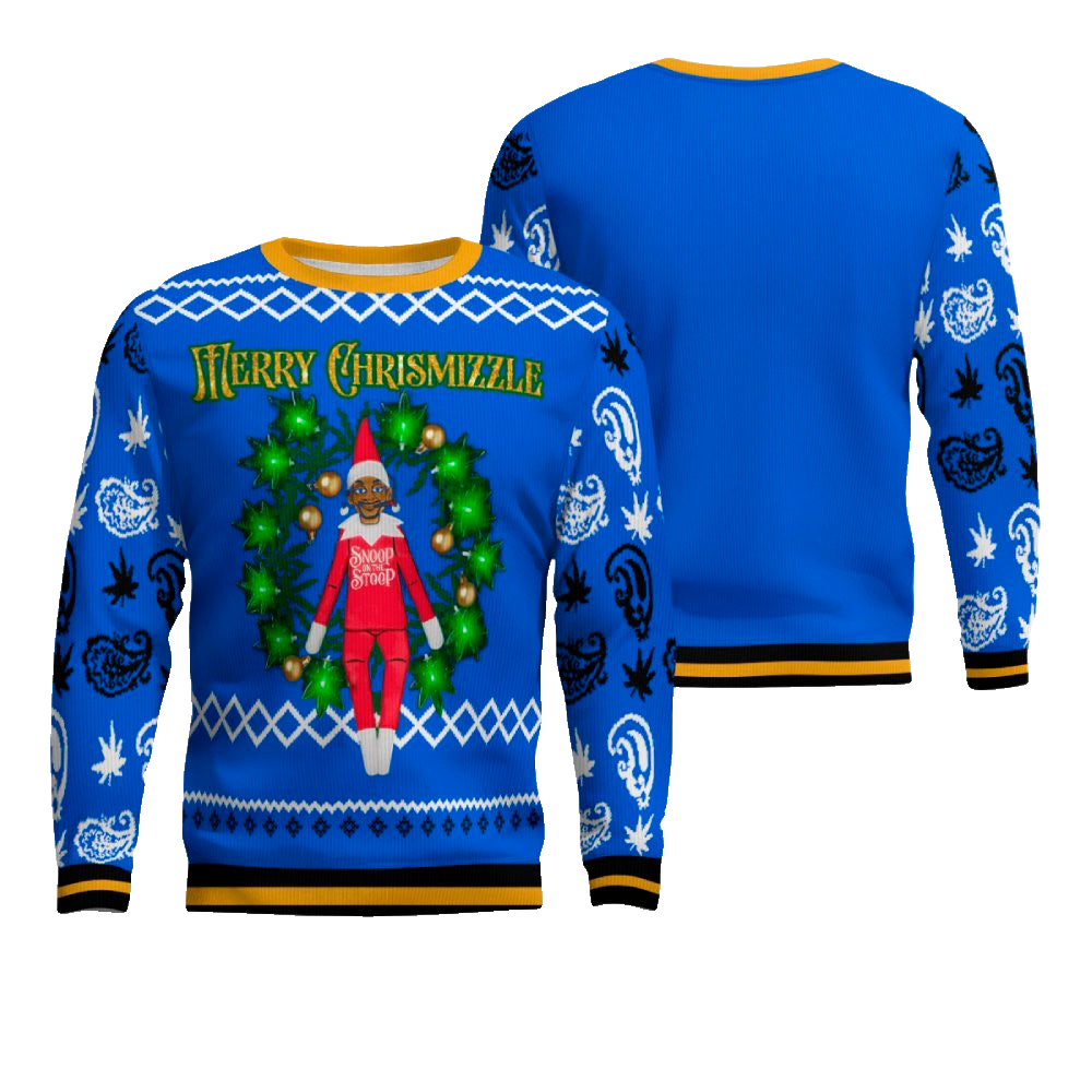 Snoop on the Stoop Merry Chrismizzle Christmas Sweater Blue – Moonbestprint