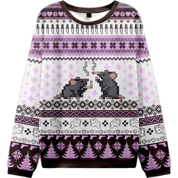 Smoking Rats Y2K Ugly Christmas Sweater – Moonbestprint