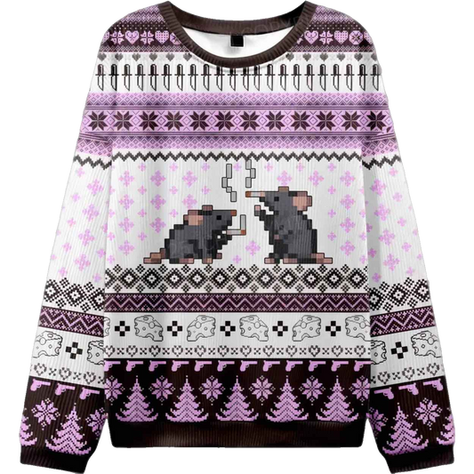Smoking Rats Y2K Ugly Christmas Sweater – Moonbestprint