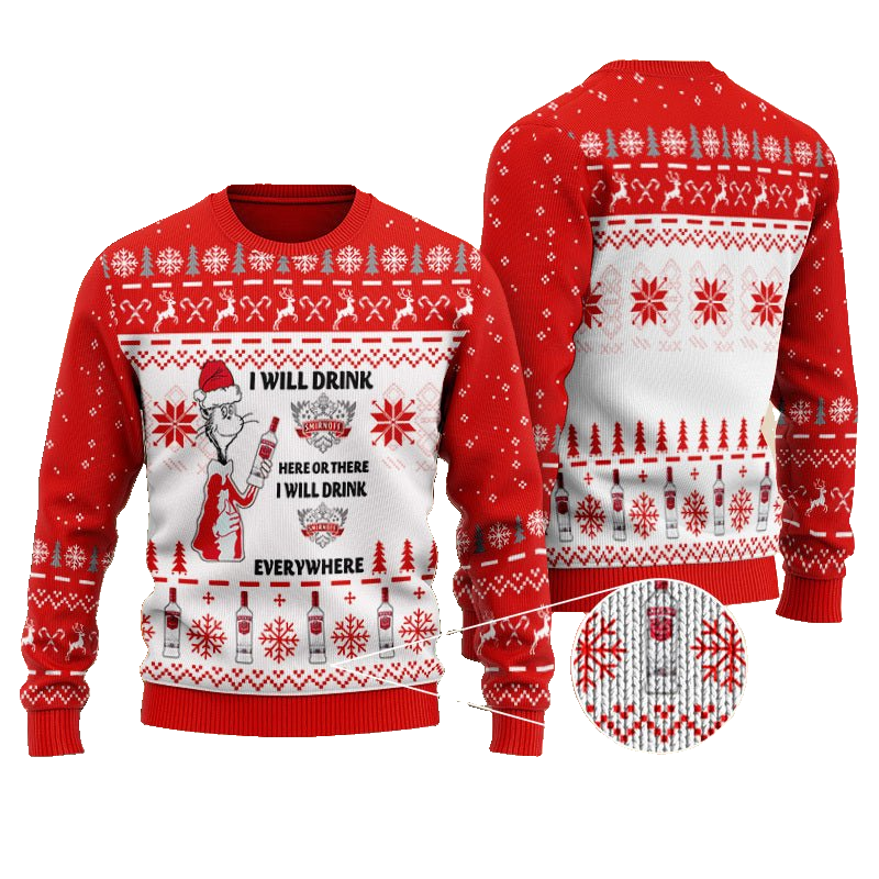 Smirnoff Cat Hat Will Drink Everywhere Ugly Sweater – Moonbestprint
