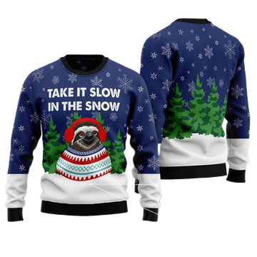 Sloth Take It Slow Ugly Christmas Sweater - Moonbestprint