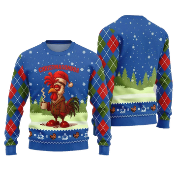 Sleepy Rooster Christmasomnia Ugly Christmas Sweater - Moonbestprint