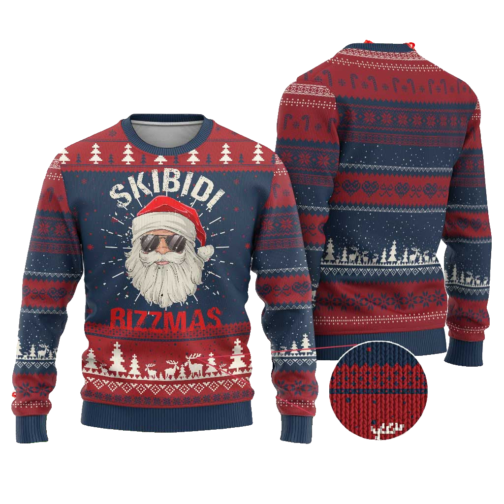 Skibidi Rizzmas Rizz Santa Claus Retro Funny Ugly Christmas Sweater – Moonbestprint