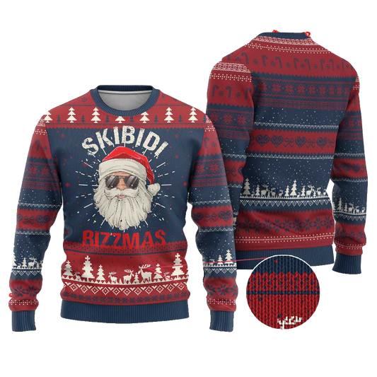 Skibidi Rizzmas Rizz Santa Claus Retro Funny Ugly Christmas Sweater – Moonbestprint