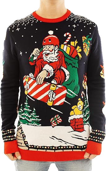 Skateboard Santa Deliver Presents Ugly Christmas Sweater – Moonbestprint