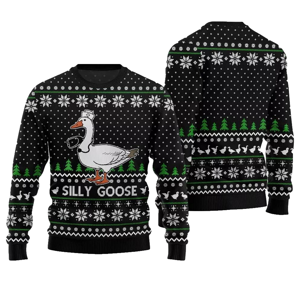 Silly Goose Nurse Ugly Christmas Sweater - Moonbestprint
