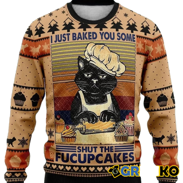 Shut The Fucupcakes Christmas Ugly Christmas Sweater - Moonbestprint