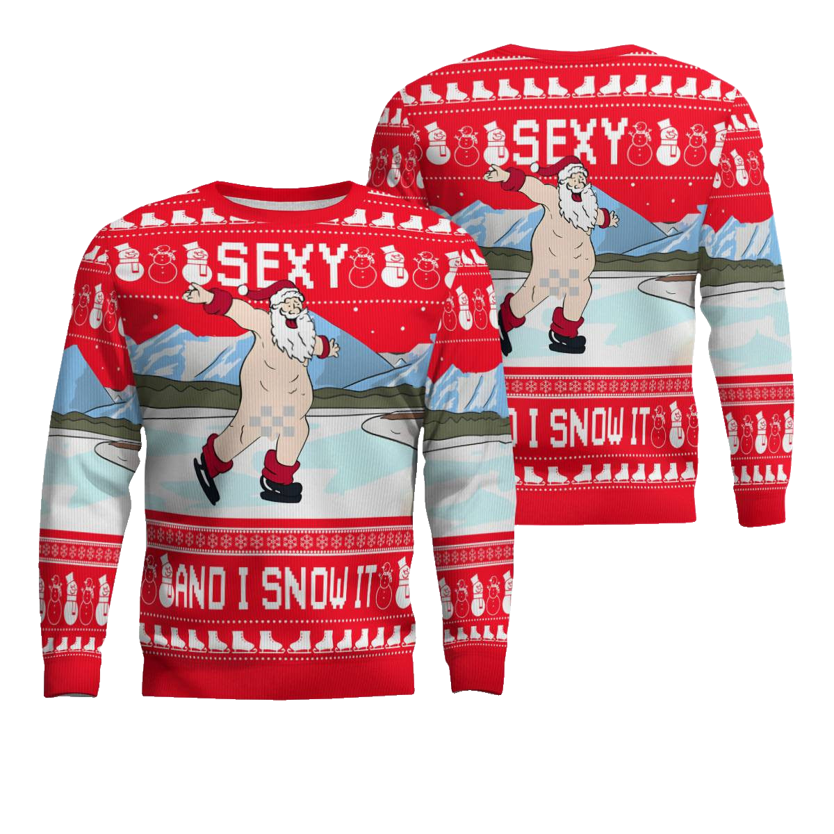 Sexy Santa Dirty Ice-Skate Ugly Christmas Sweater Red – Moonbestprint