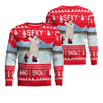 Sexy Santa Dirty Ice-Skate Ugly Christmas Sweater Red – Moonbestprint
