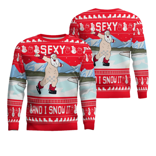 Sexy Santa Dirty Ice-Skate Ugly Christmas Sweater Red – Moonbestprint