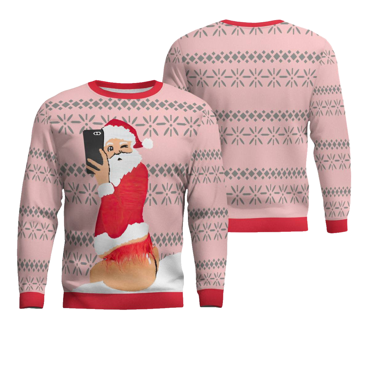 Selfie Santa Ass Ugly Christmas Sweater Powder Pink – Moonbestprint