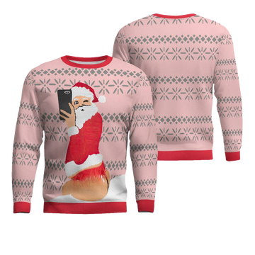 Selfie Santa Ass Ugly Christmas Sweater Powder Pink – Moonbestprint