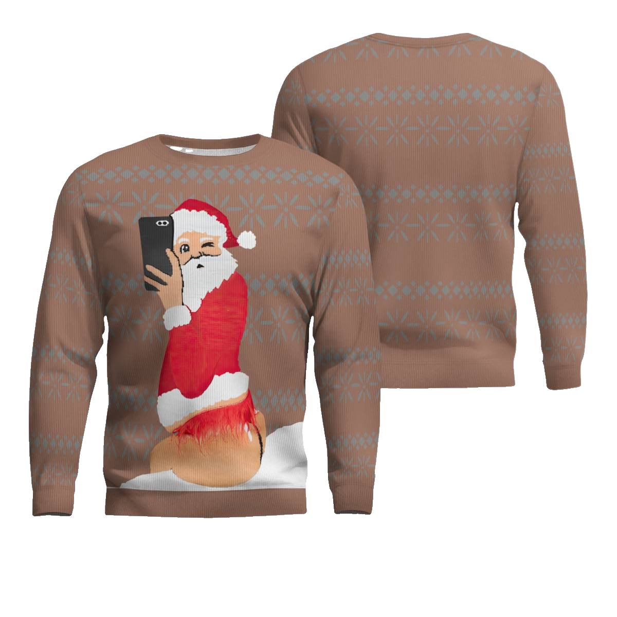 Selfie Santa Ass Ugly Christmas Sweater Mocha Mousse – Moonbestprint