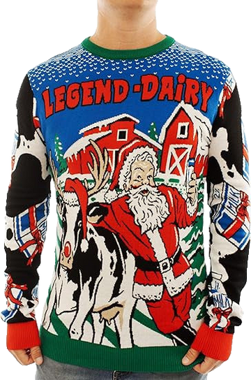 Santa with Dairy Cow Legend-dairy Ugly Christmas Sweater – Moonbestprint