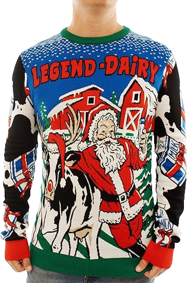 Santa with Dairy Cow Legend-dairy Ugly Christmas Sweater – Moonbestprint