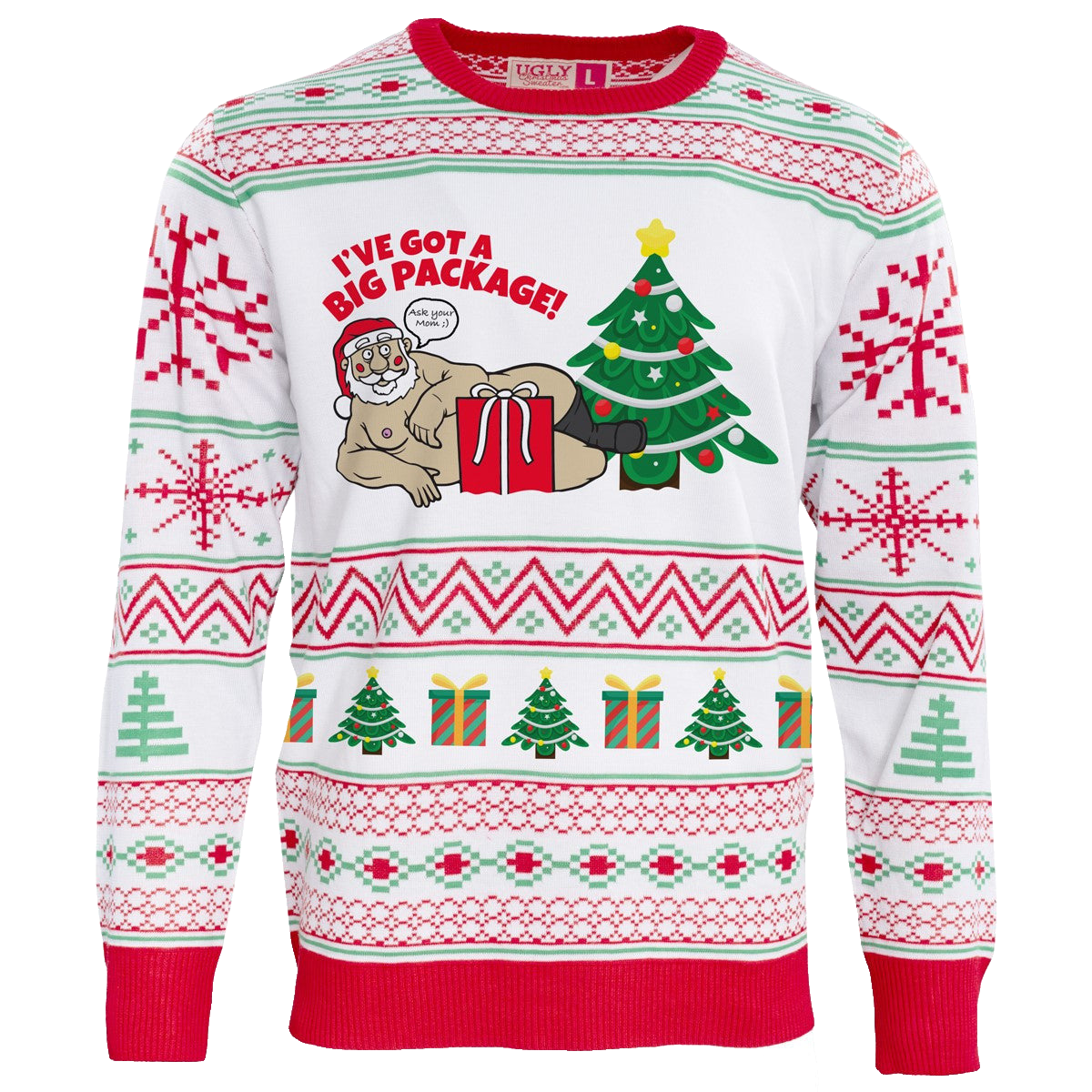 Santa's Big Package Ornament Ugly Christmas Sweater – Moonbestprint