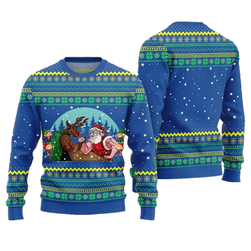 Santa Vs Reindeer Arm Wrestling Ugly Sweater Christmas 2026 - Moonbestprint