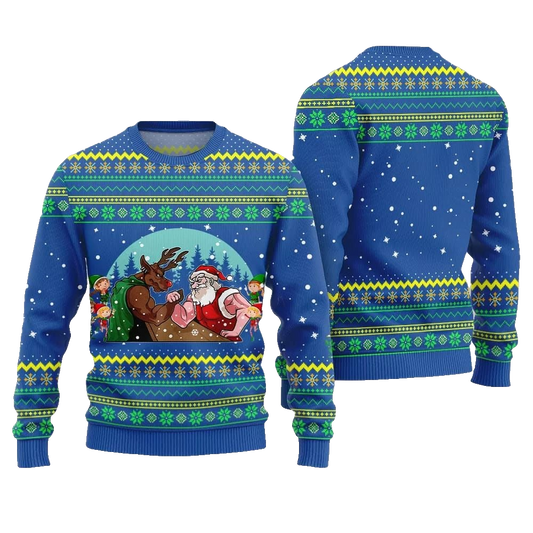 Santa Vs Reindeer Arm Wrestling Ugly Sweater Christmas 2026 - Moonbestprint