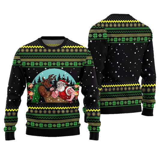 Santa Vs Reindeer Arm Wrestling Ugly Sweater Christmas 2026 - Moonbestprint