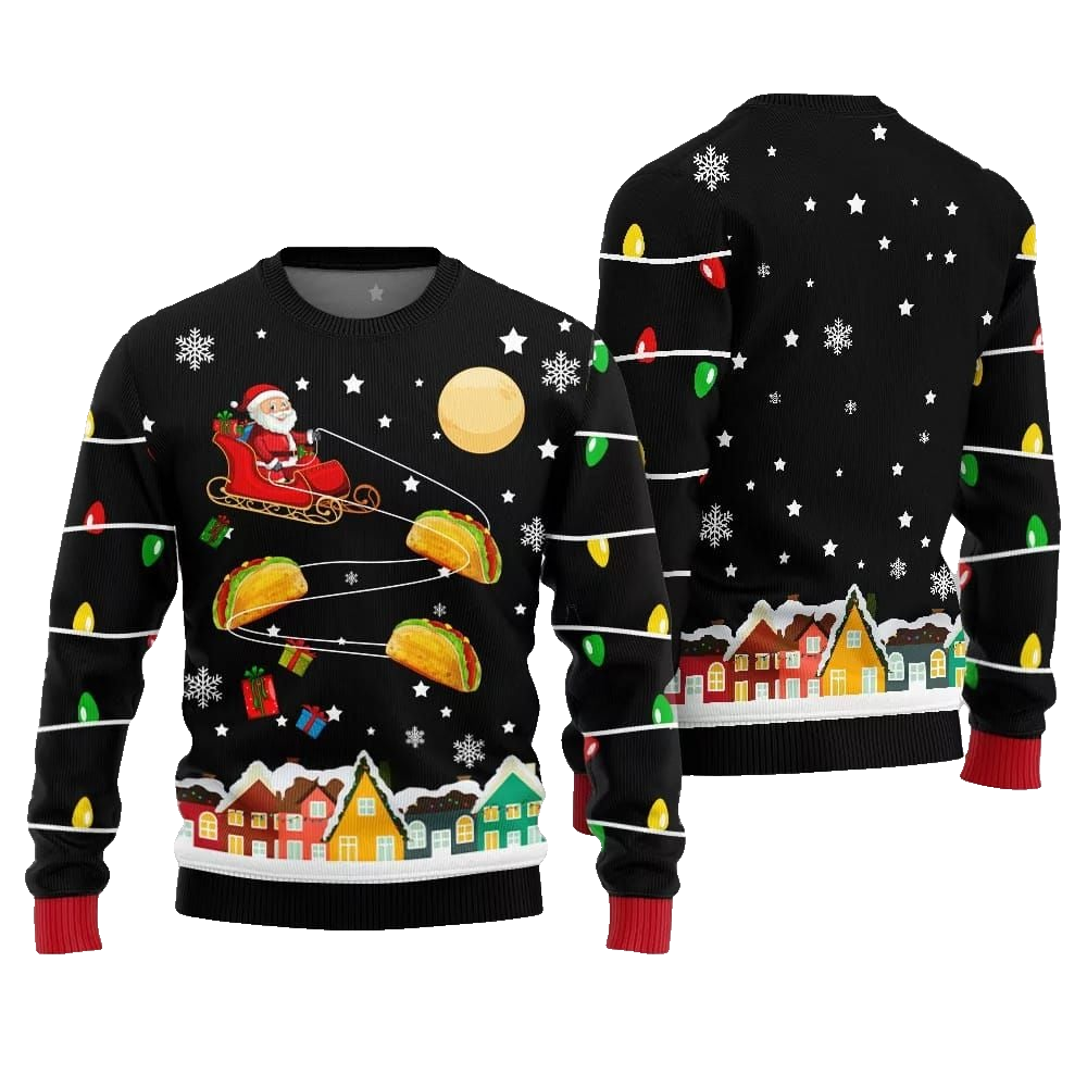 Santa Taco Sleigh Ugly Sweater Christmas 2026 - Moonbestprint