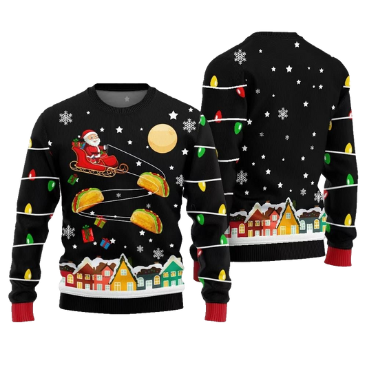 Santa Taco Sleigh Ugly Sweater Christmas 2026 - Moonbestprint