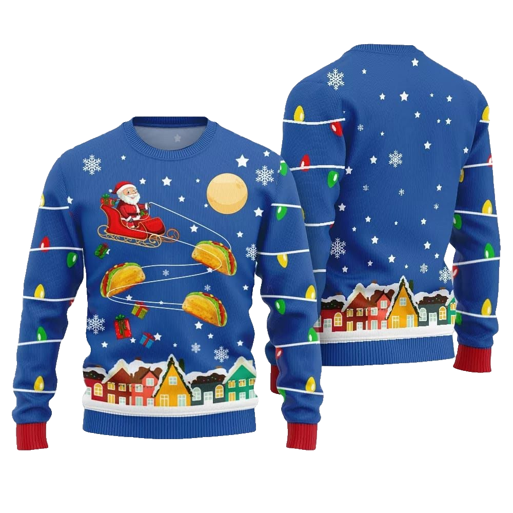 Santa Taco Sleigh Ugly Sweater Christmas 2026 - Moonbestprint