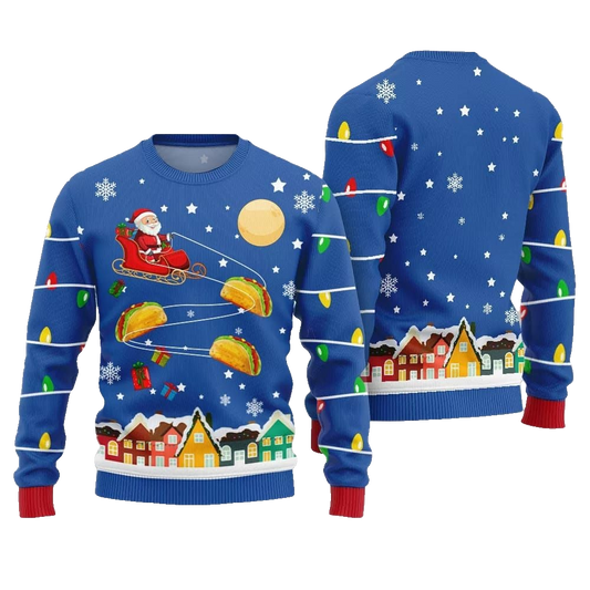 Santa Taco Sleigh Ugly Sweater Christmas 2026 - Moonbestprint