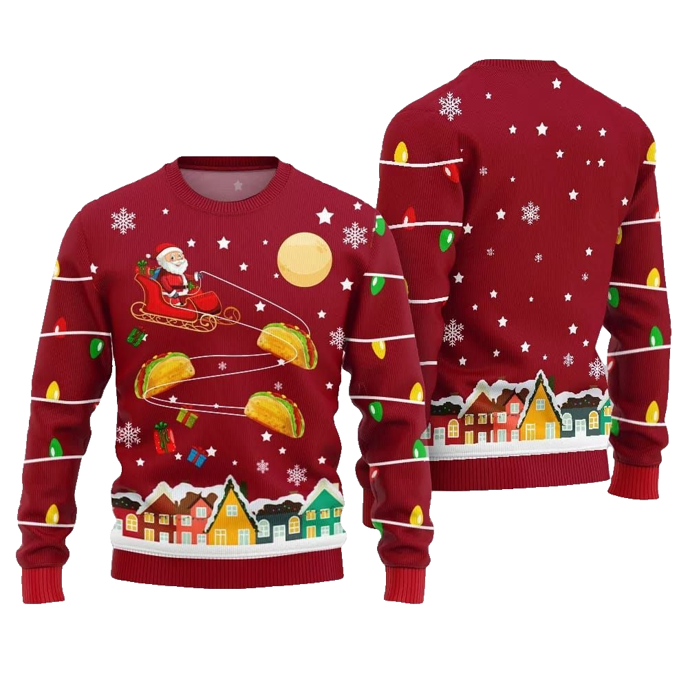 Santa Taco Sleigh Ugly Sweater Christmas 2026 - Moonbestprint