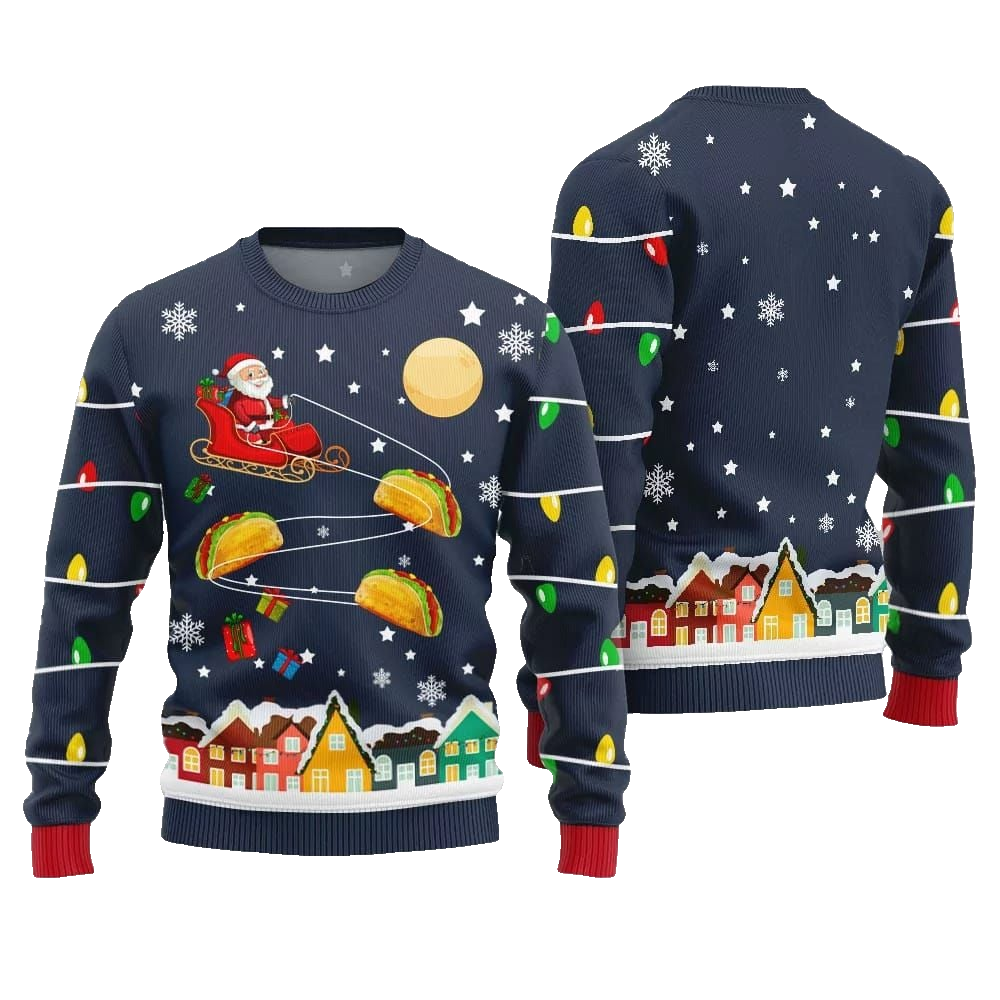 Santa Taco Sleigh Ugly Sweater Christmas 2026 - Moonbestprint