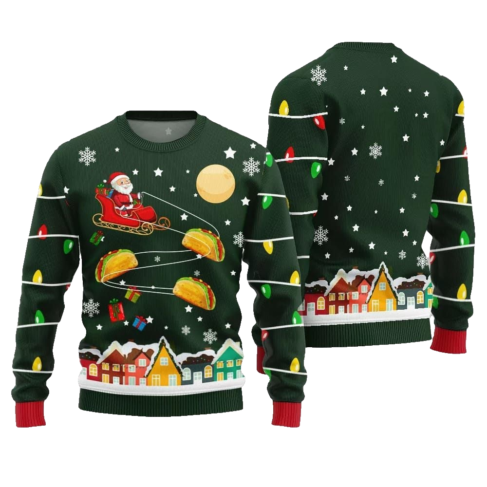 Santa Taco Sleigh Ugly Sweater Christmas 2026 - Moonbestprint