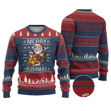 Santa Smoking Merry Kushmas Ugly Christmas Sweater - Moonbestprint