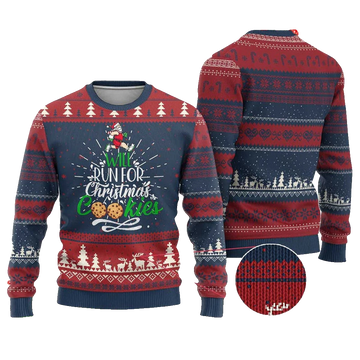 Santa Running Will Run For Christmas Cookies Santa Ugly Christmas Sweater - Moonbestprint