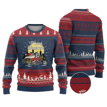 Santa Riding Motorcycle Biker Ugly Christmas Sweater - Moonbestprint