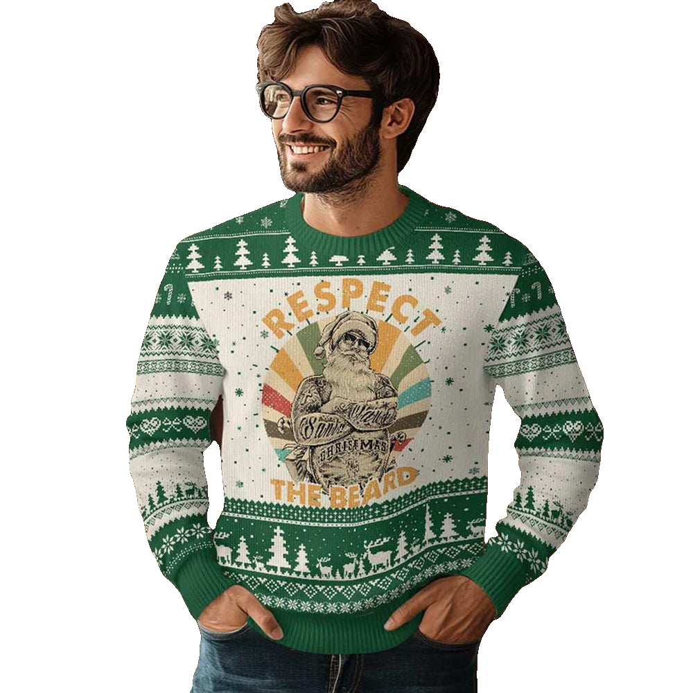 Santa Respect The Beard Ugly Christmas Sweater - Moonbestprint