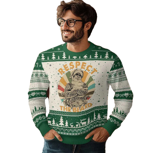Santa Respect The Beard Ugly Christmas Sweater - Moonbestprint