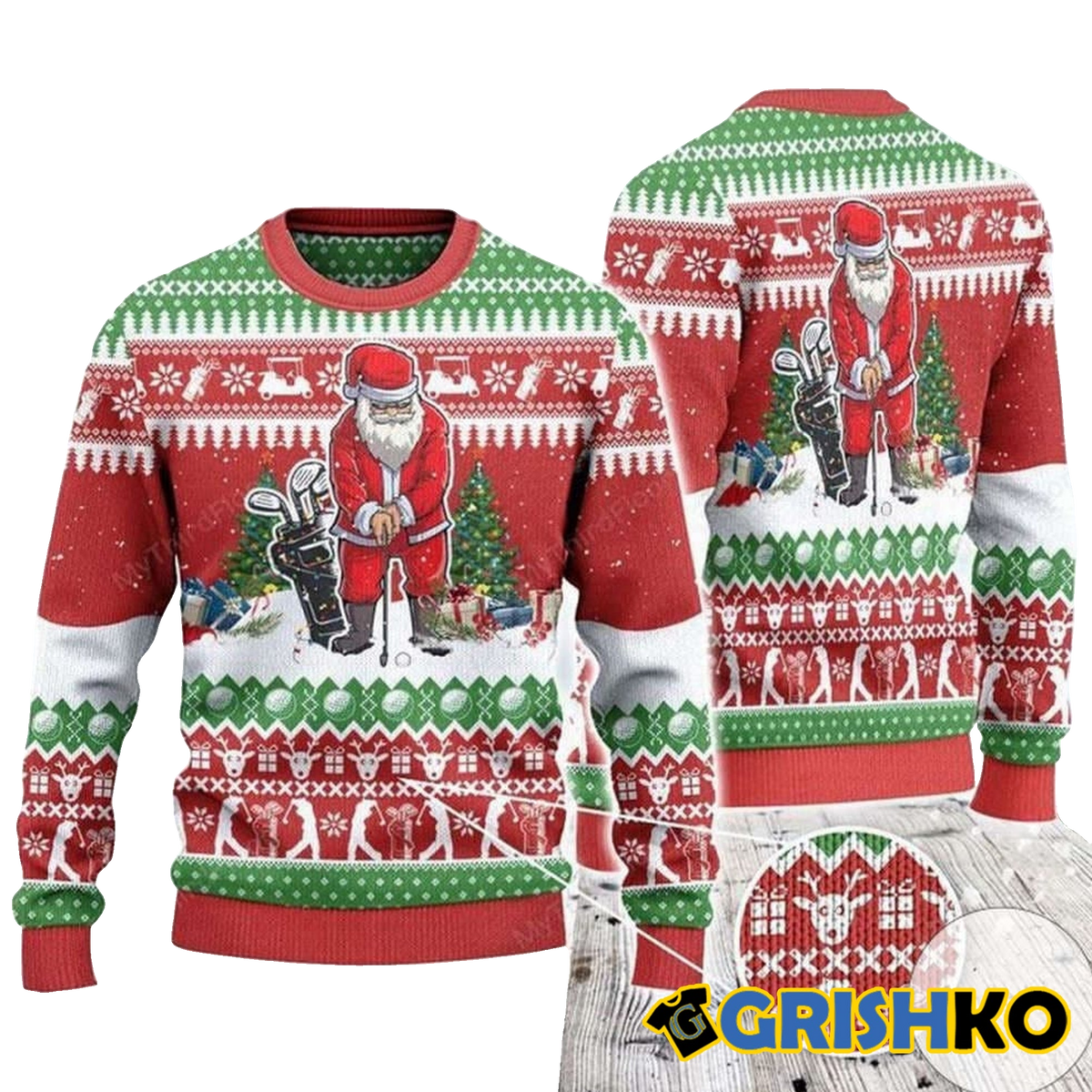 Santa Playing Golf For Unisex Ugly Christmas Sweater - Moonbestprint