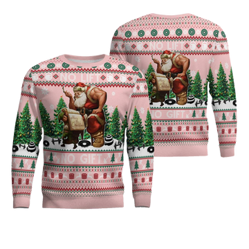 Santa No Lift No Gift Merry Christmas Ugly Christmas Sweater Powder Pink – Moonbestprint