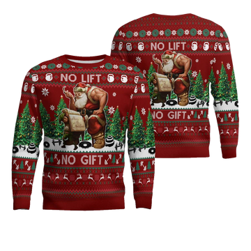 Santa No Lift No Gift Merry Christmas Ugly Christmas Sweater Red – Moonbestprint