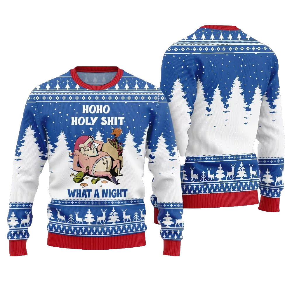 Santa Holy Shit What A Night Ugly Sweater Christmas 2026 - Moonbestprint