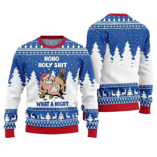 Santa Holy Shit What A Night Ugly Sweater Christmas 2026 - Moonbestprint