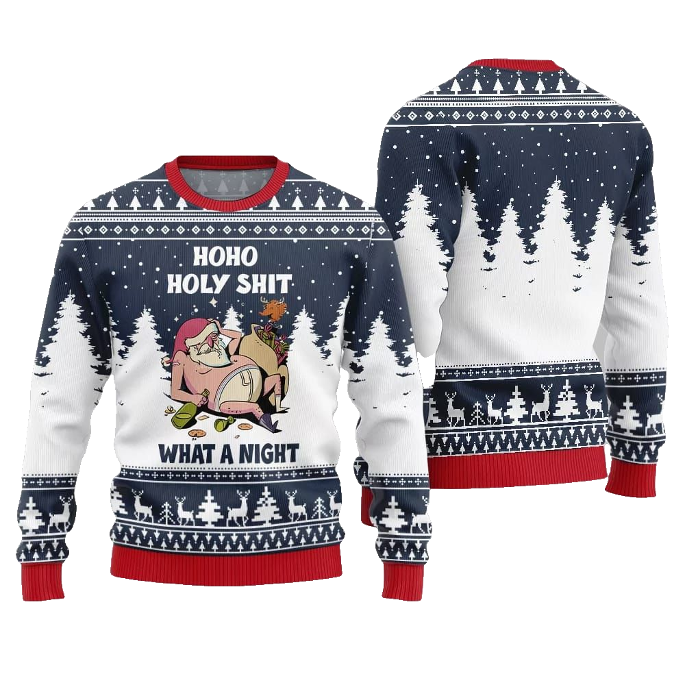 Santa Holy Shit What A Night Ugly Sweater Christmas 2026 - Moonbestprint