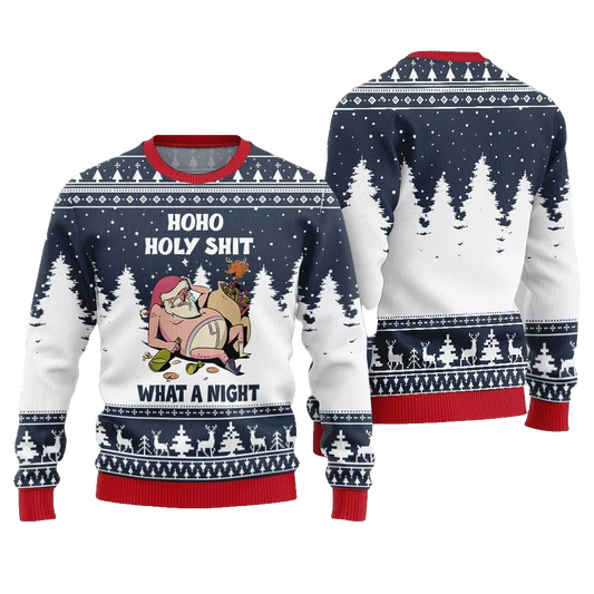 Santa Holy Shit What A Night Ugly Sweater Christmas 2026 - Moonbestprint