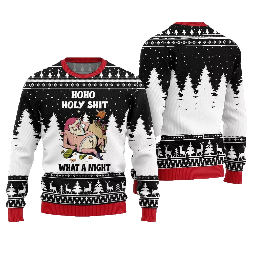 Santa Holy Shit What A Night Ugly Sweater Christmas 2026 - Moonbestprint