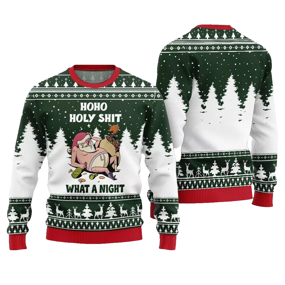 Santa Holy Shit What A Night Ugly Sweater Christmas 2026 - Moonbestprint