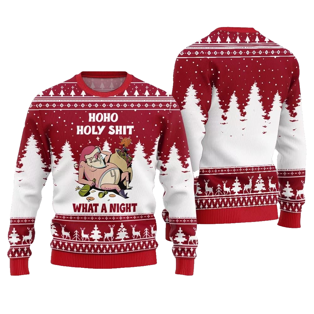 Santa Holy Shit What A Night Ugly Sweater Christmas 2026 - Moonbestprint