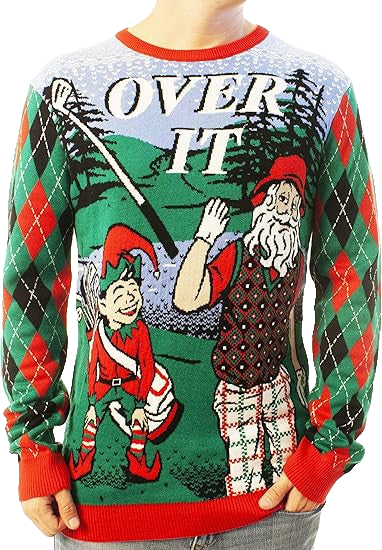 Santa Golfing Over It Ugly Christmas Sweater – Moonbestprint