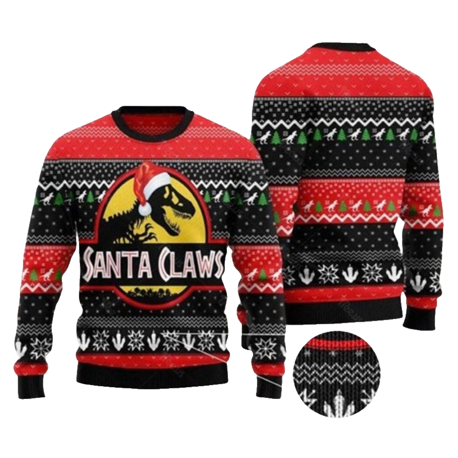 Santa Claws Dinosaur Ugly Christmas Sweater – Moonbestprint